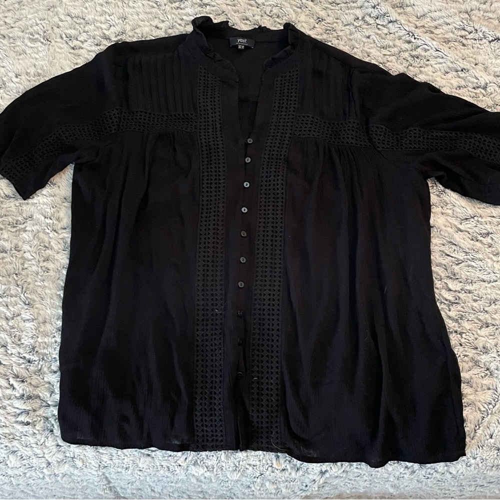 Yest short sleeve black blouse, size 8